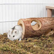 Casa di Gioco in Legno Naturale con Tunnello e Progetto di Albero per Hamster, Topi e Chinchiillle