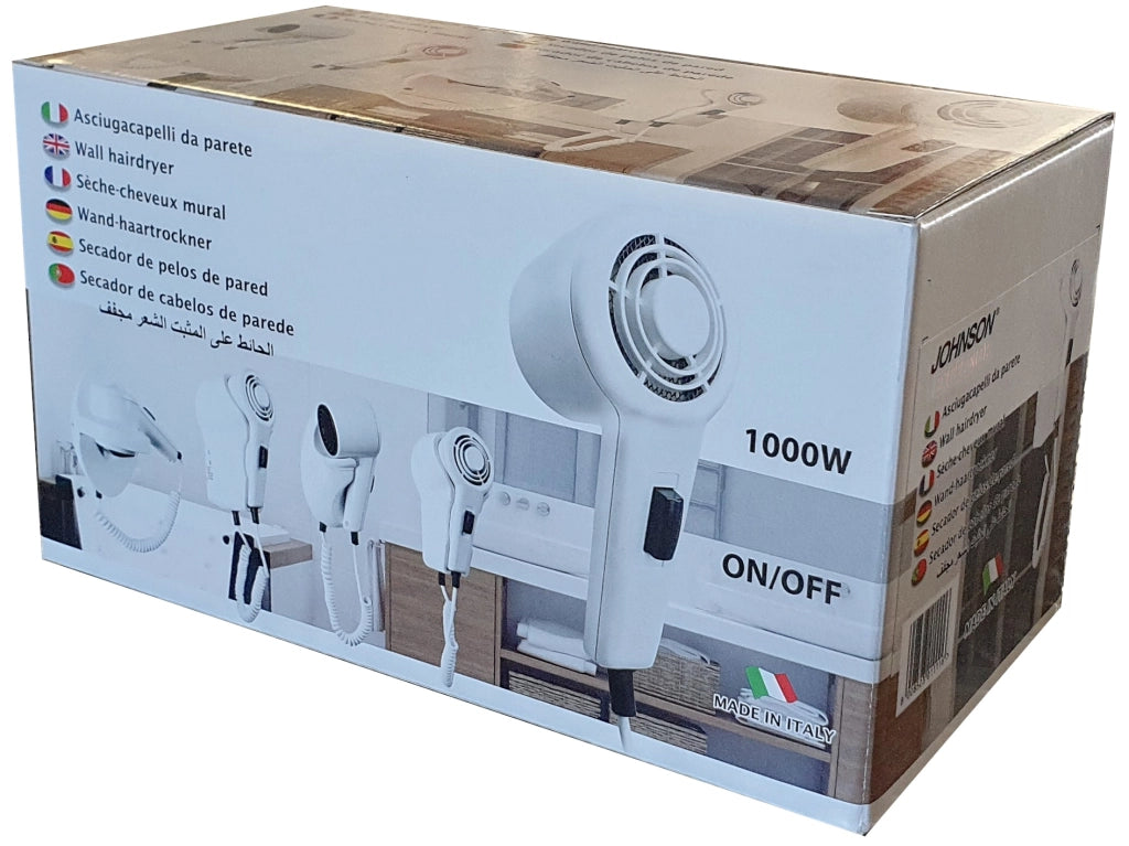 Asciugacapelli da Parete 1000W Professionale Versatile Hotel Casa Resistente