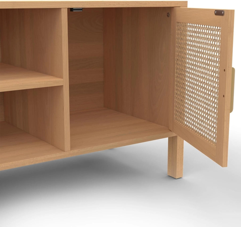 Mueble TV EDHEN 2 puertas con mimbre 110 cm