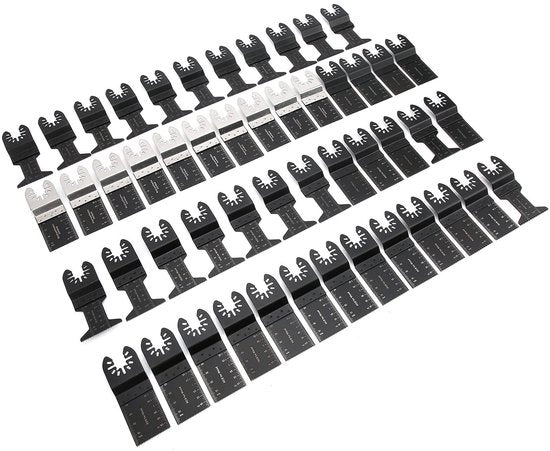 Kit di strumenti multifunzione 50 pezzi - Bimetalli/legno/messi - Taglio preciso - Materiale duraturo - Adatto a vari marchi - Ideale per smontaggi e lavori di fonderia - Set di lame da sega