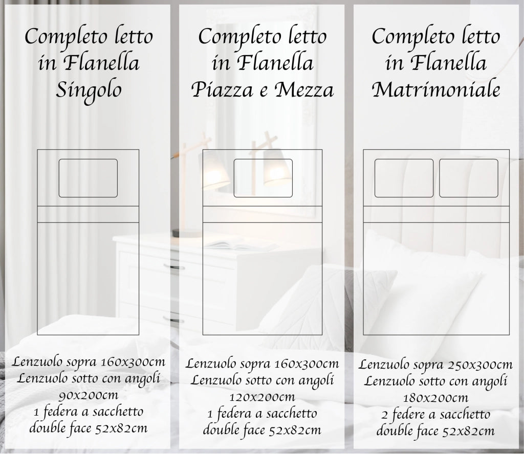 Completo Letto in Flanella Calda e Morbida Anti Pilling - Set Flanellato 3 Misure parure con Federe - Pecorelle beige - 1 Piazza e mezza