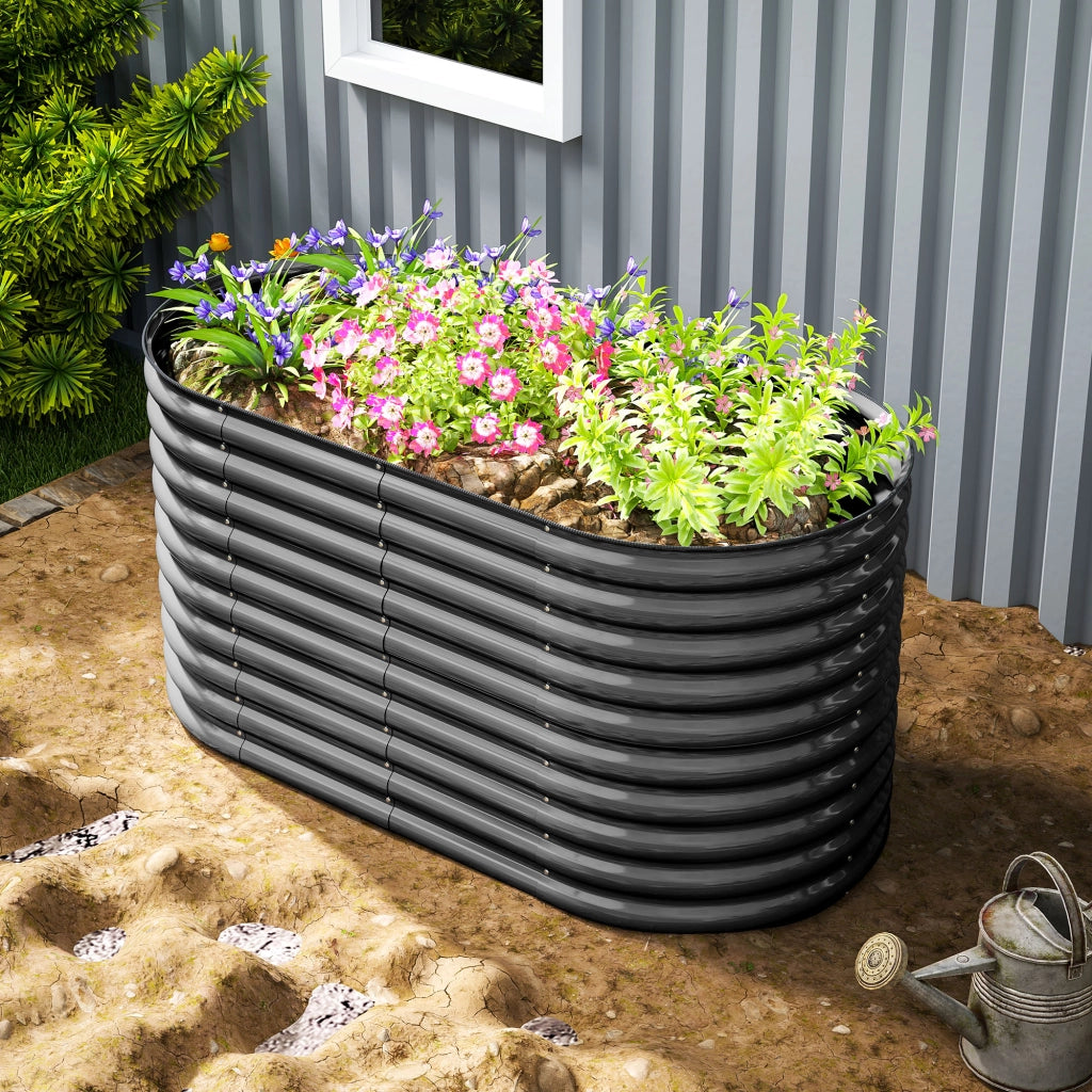 Letto rialzato da giardino in acciaio, modulare, 160x80x80 cm, grigio scuro