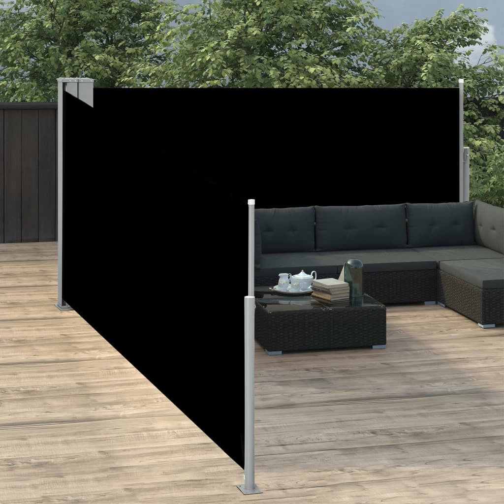 Tenda da sole laterale retrattile/schermo privacy per patio giardino terrazza balcone schermo nero 120 x 1000 cm 02_0007430