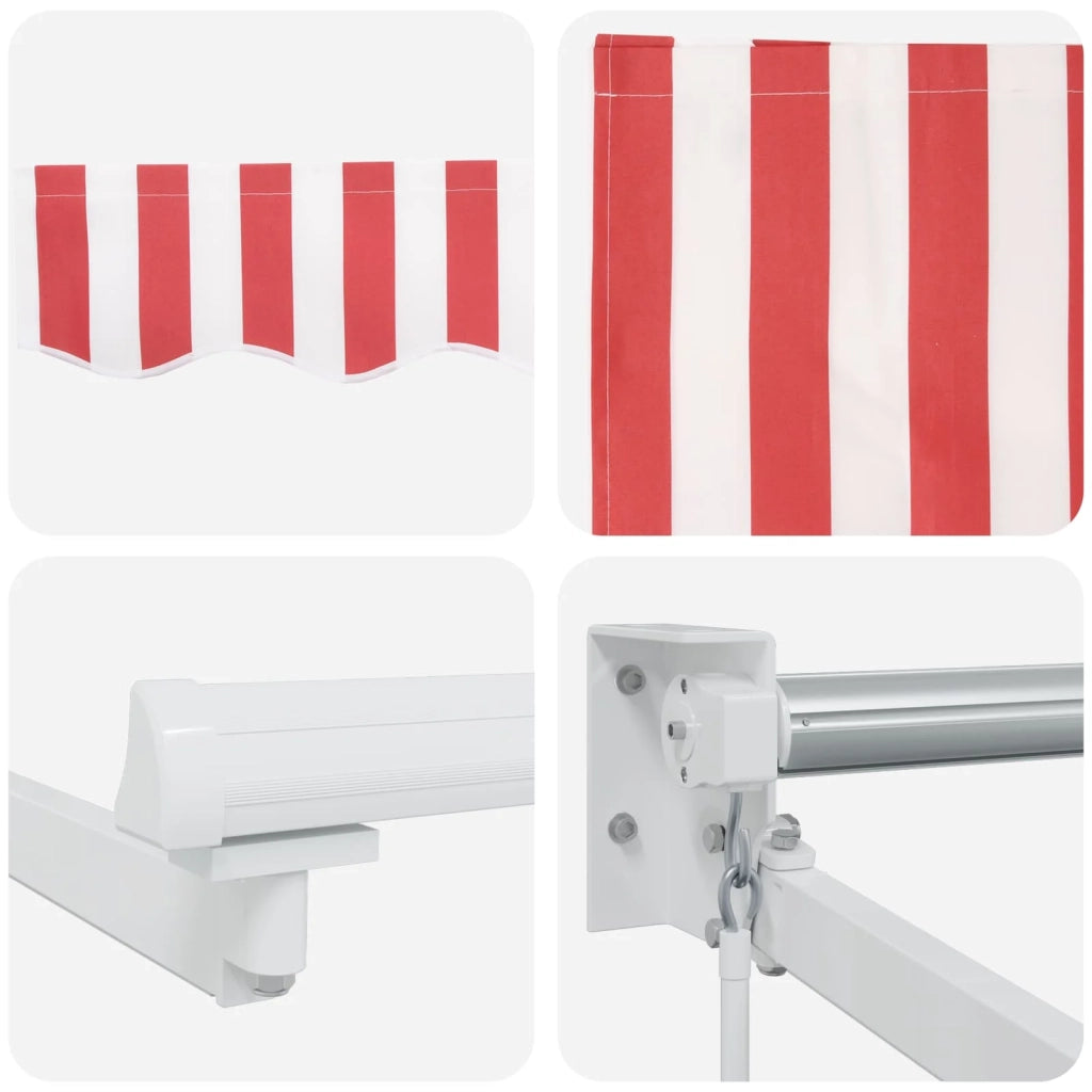 Tenda retrattile manuale con LED Rosso e Bianco 4 × 3 m 3419293