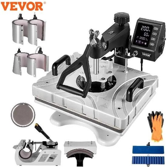 Stampante multiuso 10 in 1 - T-shirt Drukker - T-shirt Print - T-shirt Labellaar - Persmachine - Bianco - 1000W - 220V