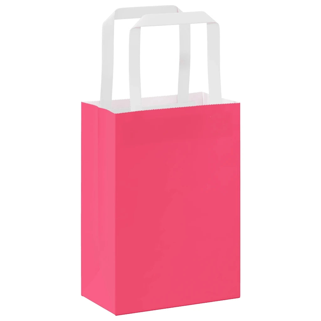 vidaXL Sacchetti di Carta 250 pz con Manici Rosa 15x8x21 cm