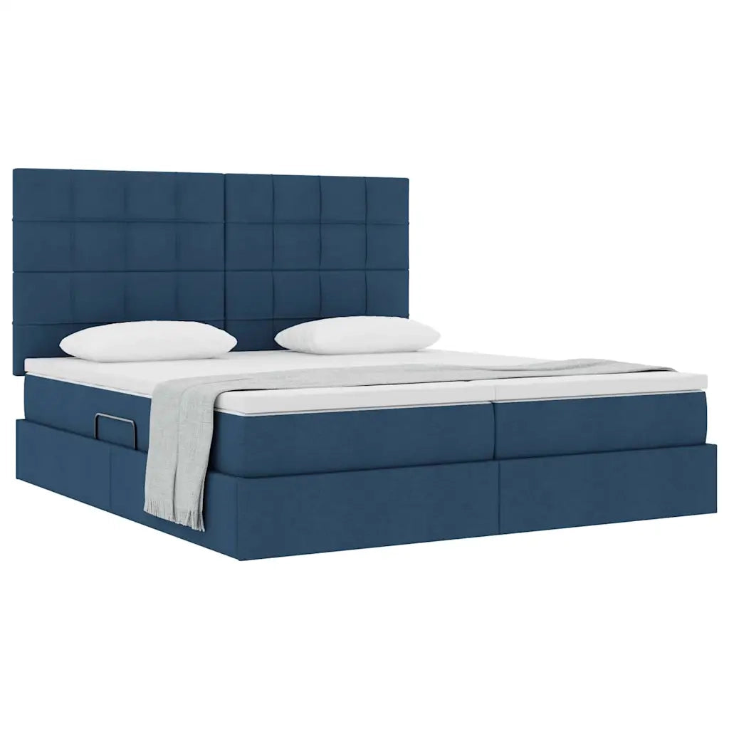 Letto con Contenitore Blu 200 x 200 cm Pelle Sintetica