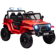 Auto Elettrica per Bambini 12V con Telecomando Sospensioni a 4 Ruote Luci LED e Clacson Plastica e Metallo Rosso
