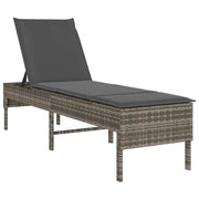 Lettino Prendisole | Sdraio da giardino | Lettino da sole con Cuscino Grigio 55x200x44cm in Polyrattan