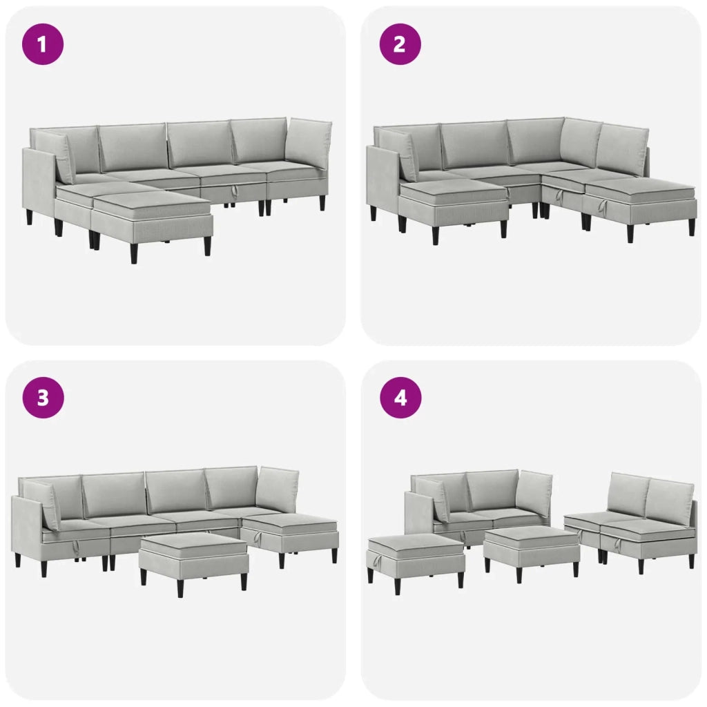 Set di mobili per il soggiorno 6 pcs Grigio chiaro Tessuto 3413802