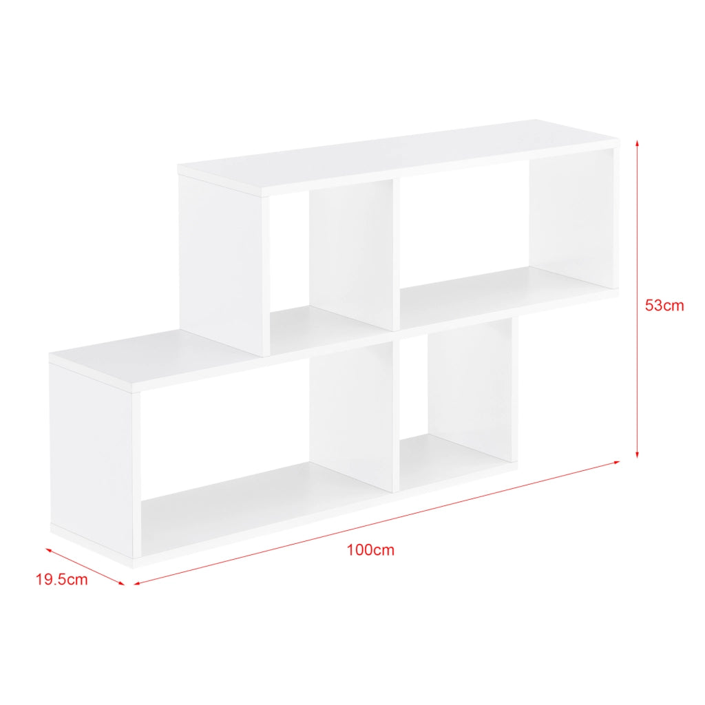 Mensola a Parete Bryne con 4 Vani Ripiani Portaoggetti 100 x 19,5 x 53 cm - Bianco Opaco [en.casa]