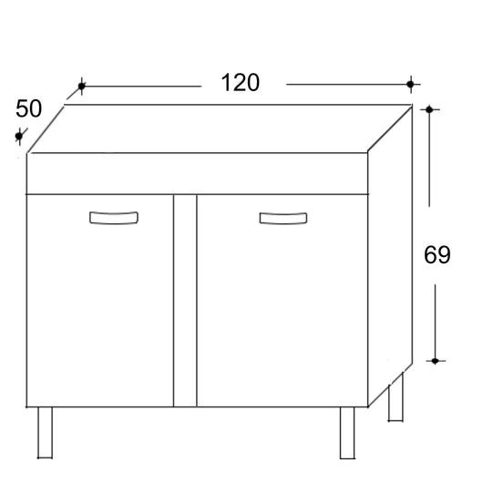 Mobile Sottolavello da Cucina 120x50x69 cm con 2 Ante in Nobilitato Bianco Opaco