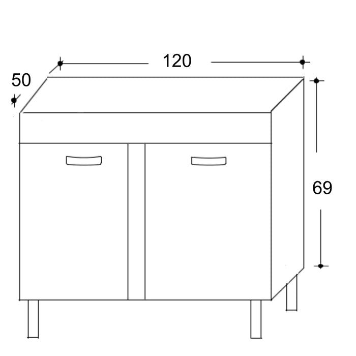 Mobile Sottolavello da Cucina 120x50x69 cm con 2 Ante in Nobilitato Bianco Opaco