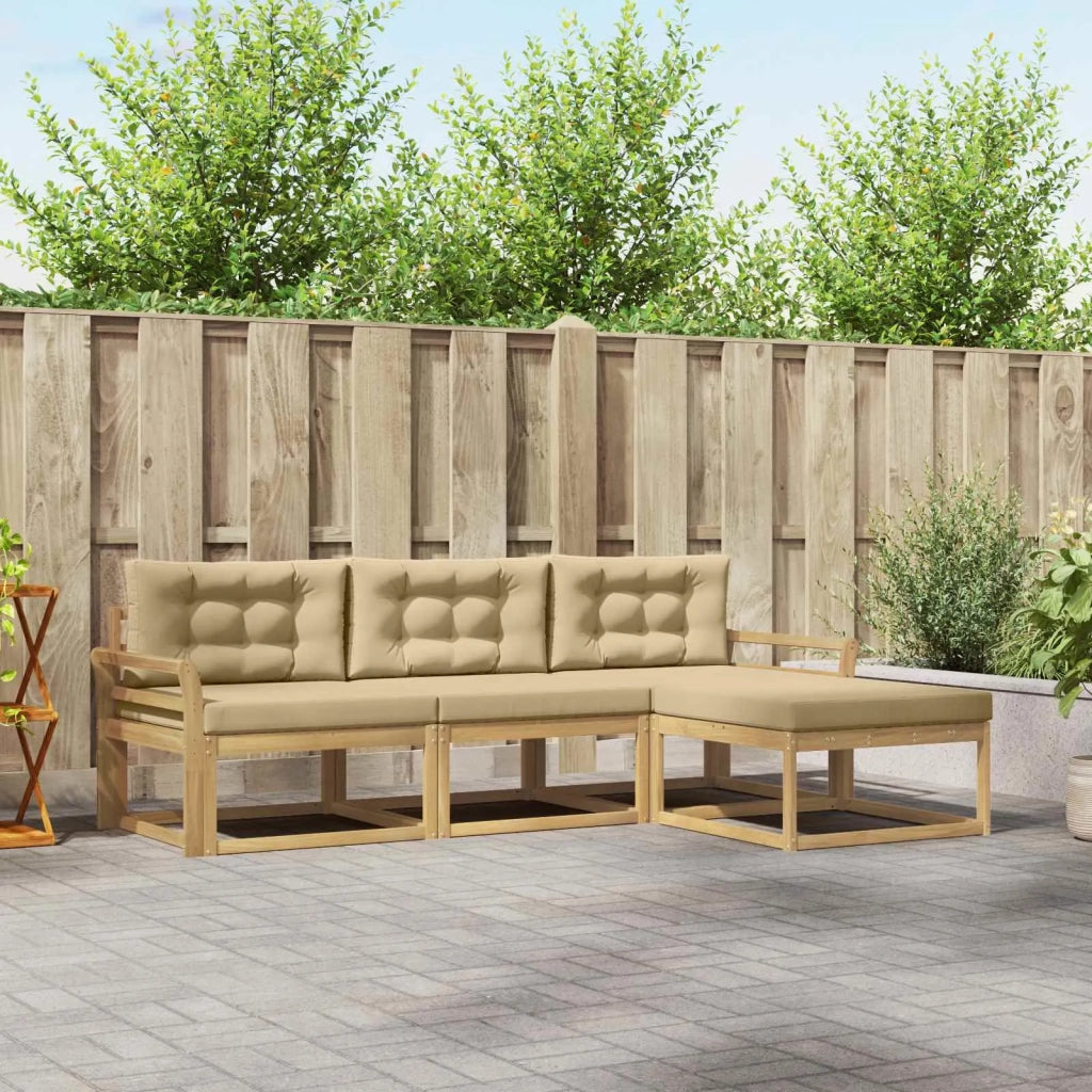 Set di divani da esterno 4 pz Bianco e Beige Poliestere 3386272