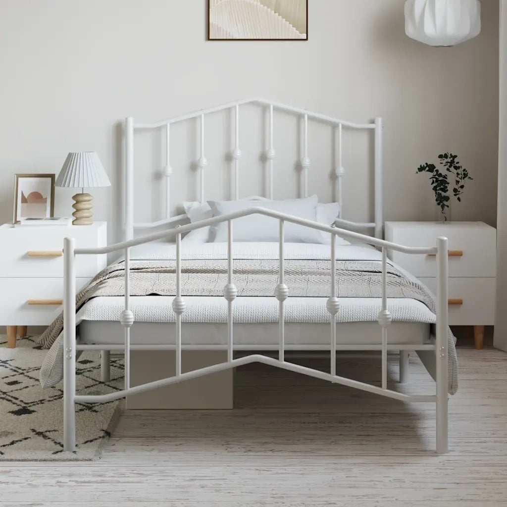 Giroletto con Testiera e Pediera Metallo Bianco 100x200 cmcod mxl 132234