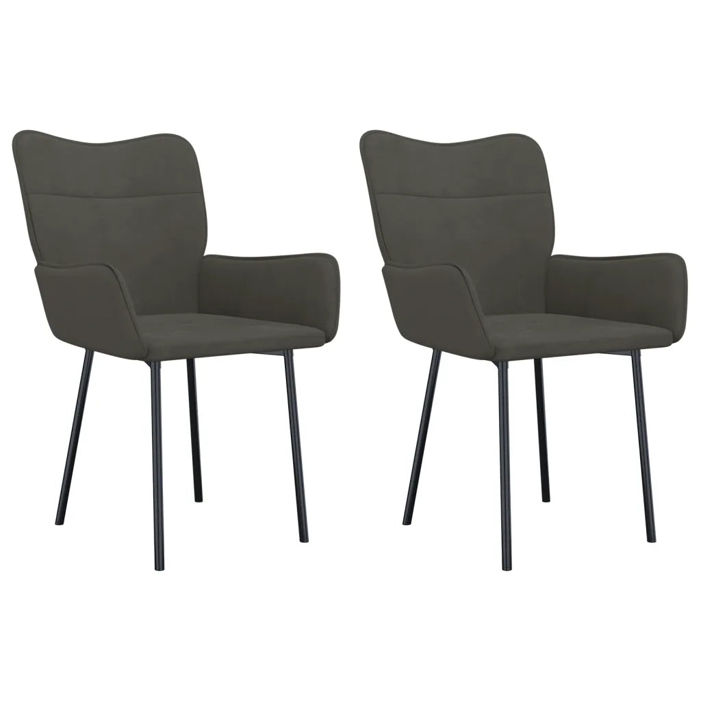 Sedie da Pranzo 2 pz Grigio Scuro in Velluto cod mxl 20562
