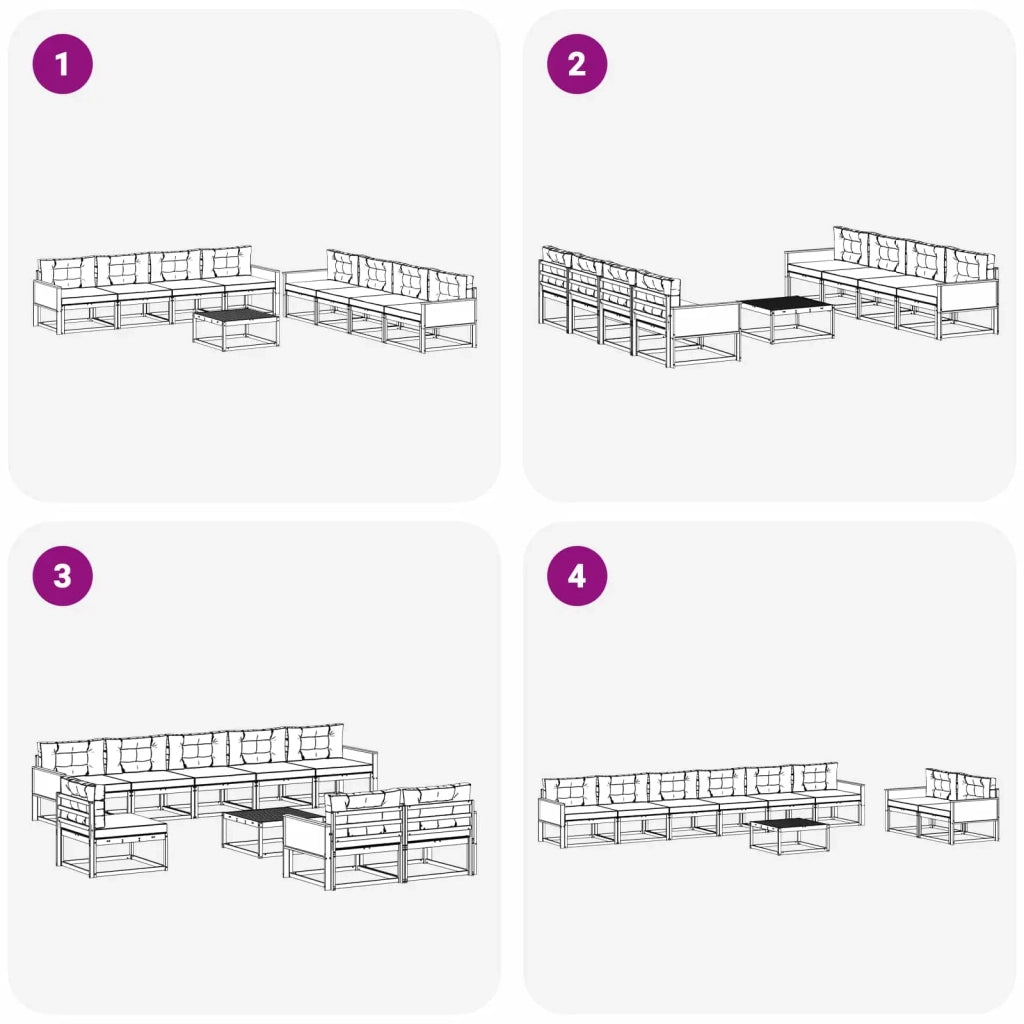 Set di divani da esterno con cuscino 9 pcs Naturale e Beige