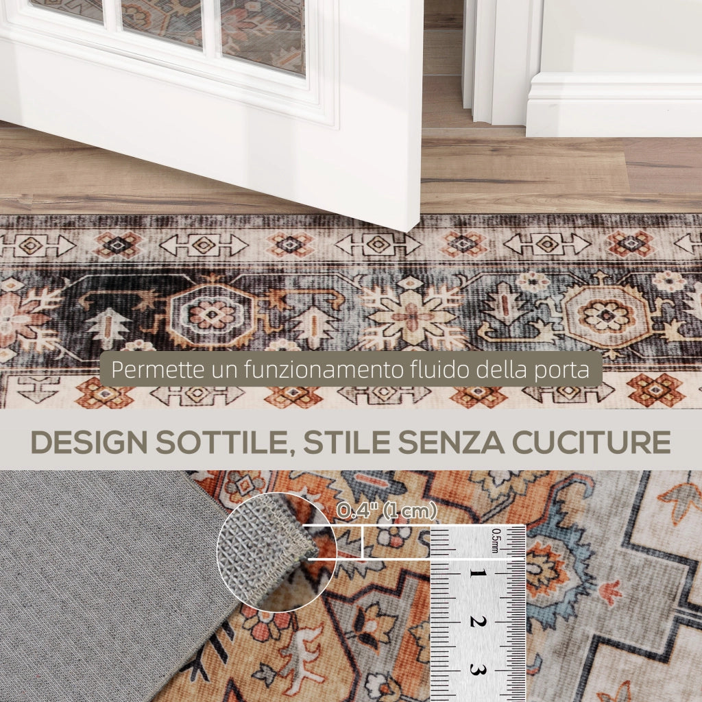 Tappeto Bohemien Antiscivolo e Lavabile 230x160 cm a Pelo Corto in Effetto Cashmere Marrone