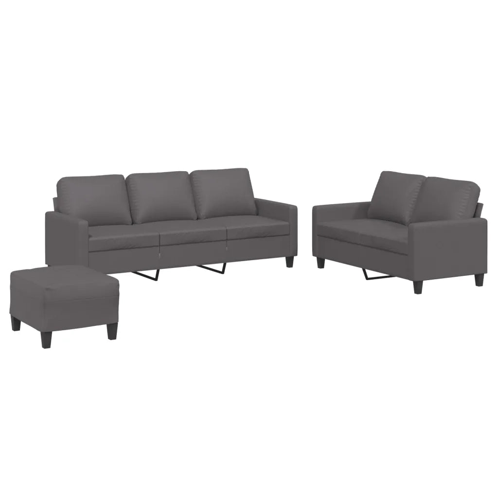 Set di Divani 3 pz con Cuscini Grigio in Similpelle 3201425