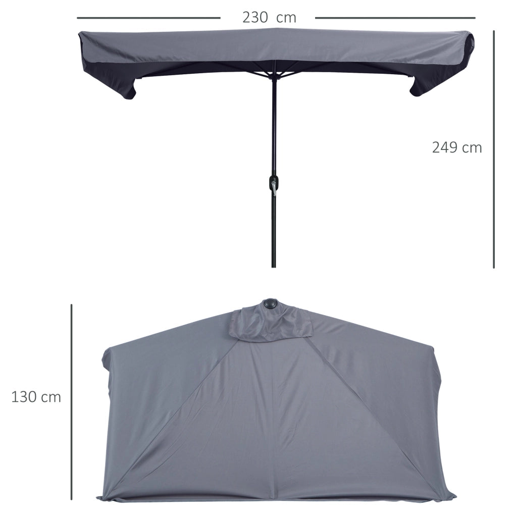 EasyComfort Ombrellone Semicircolare da Parete 2.5x2.3m, con Apertura a Manovella, in Metallo e Poliestere, Grigio