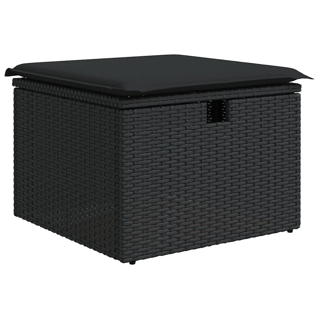 Set Divani da Giardino 4 pz | Set Salotto da Giardino con Cuscini Nero in Polyrattan