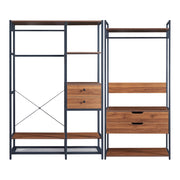 Set Larem 2 Mobili Organizzatori Guardaroba 204 cm Set C - Nero / Effetto Noce [en.casa]