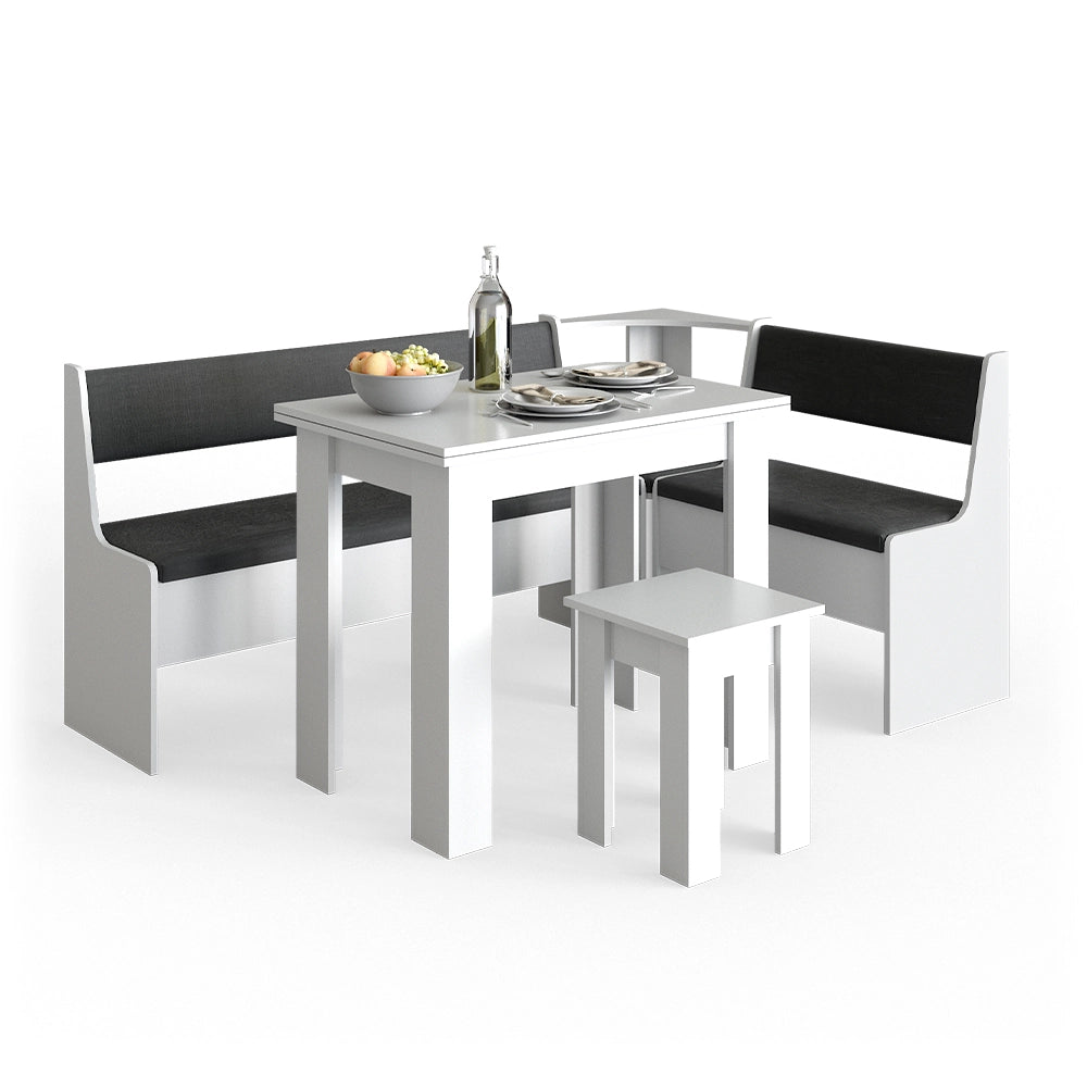 Vicco Gruppo panca ad angolo Bianco 180 x 41.5 cm con tavolo