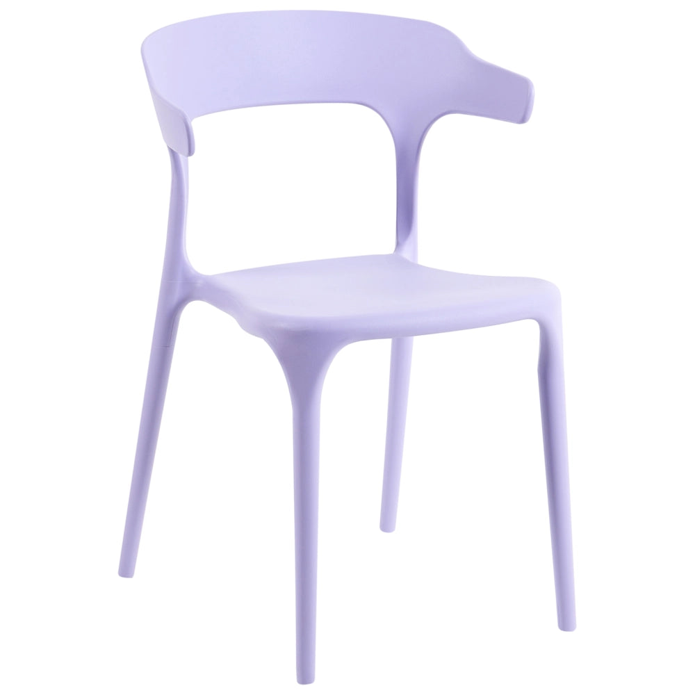 Set di 4 sedie da giardino viola in polipropilene leggero resistente alle intemperie in plastica per interni e per esterni moderno