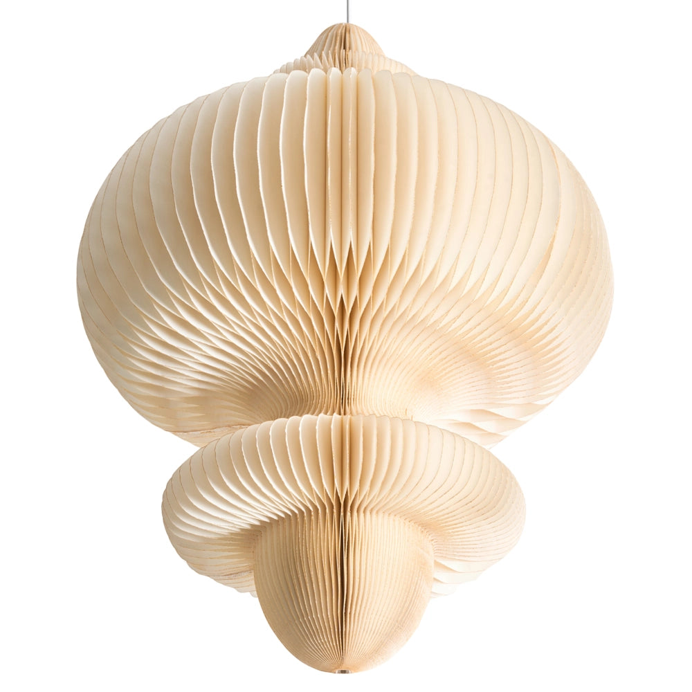 Lampada a sospensione beige con paralume in carta dal design moderno per l'illuminazione del soggiorno