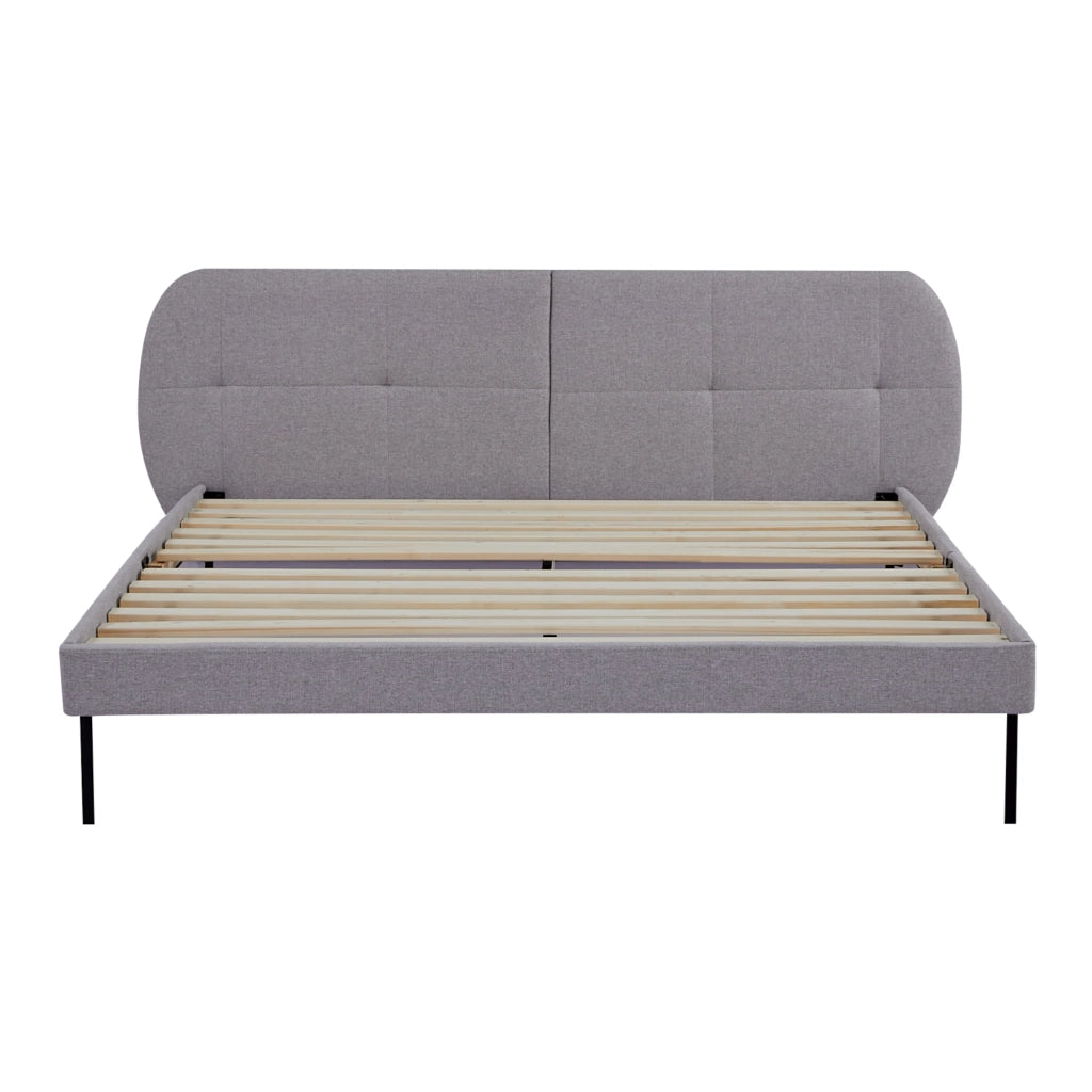 Letto Matrimoniale Porvoo con Testiera e Materasso 160x200 cm Rivestimento in Tessuto - Grigio [en.casa]