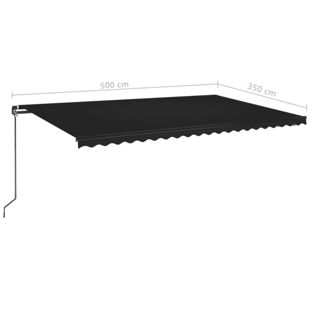 vidaXL Tenda da Sole Retrattile Manuale con LED 500x350 cm Antracite