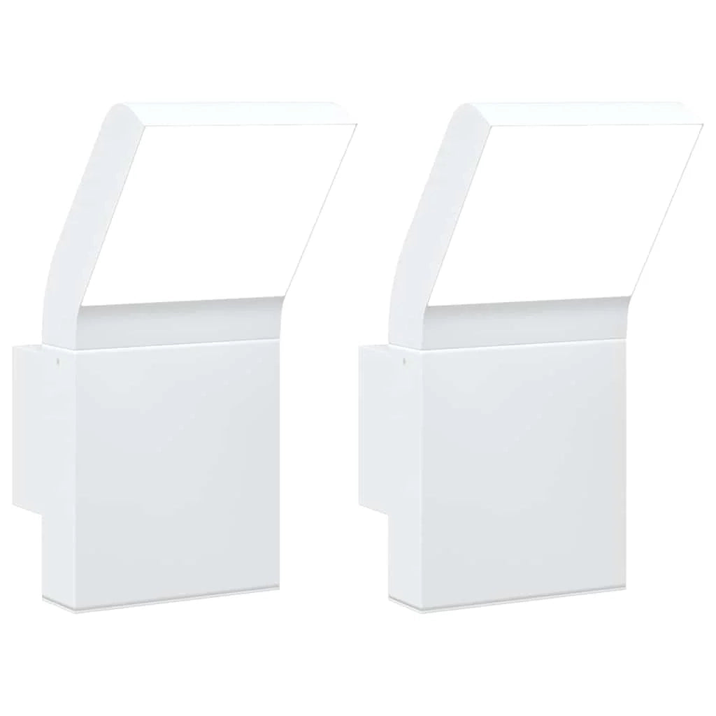 Set di 2 applique LED da esterno resistenti alle intemperie 10 x 15 x 22 cm alluminio bianco 02_0056588