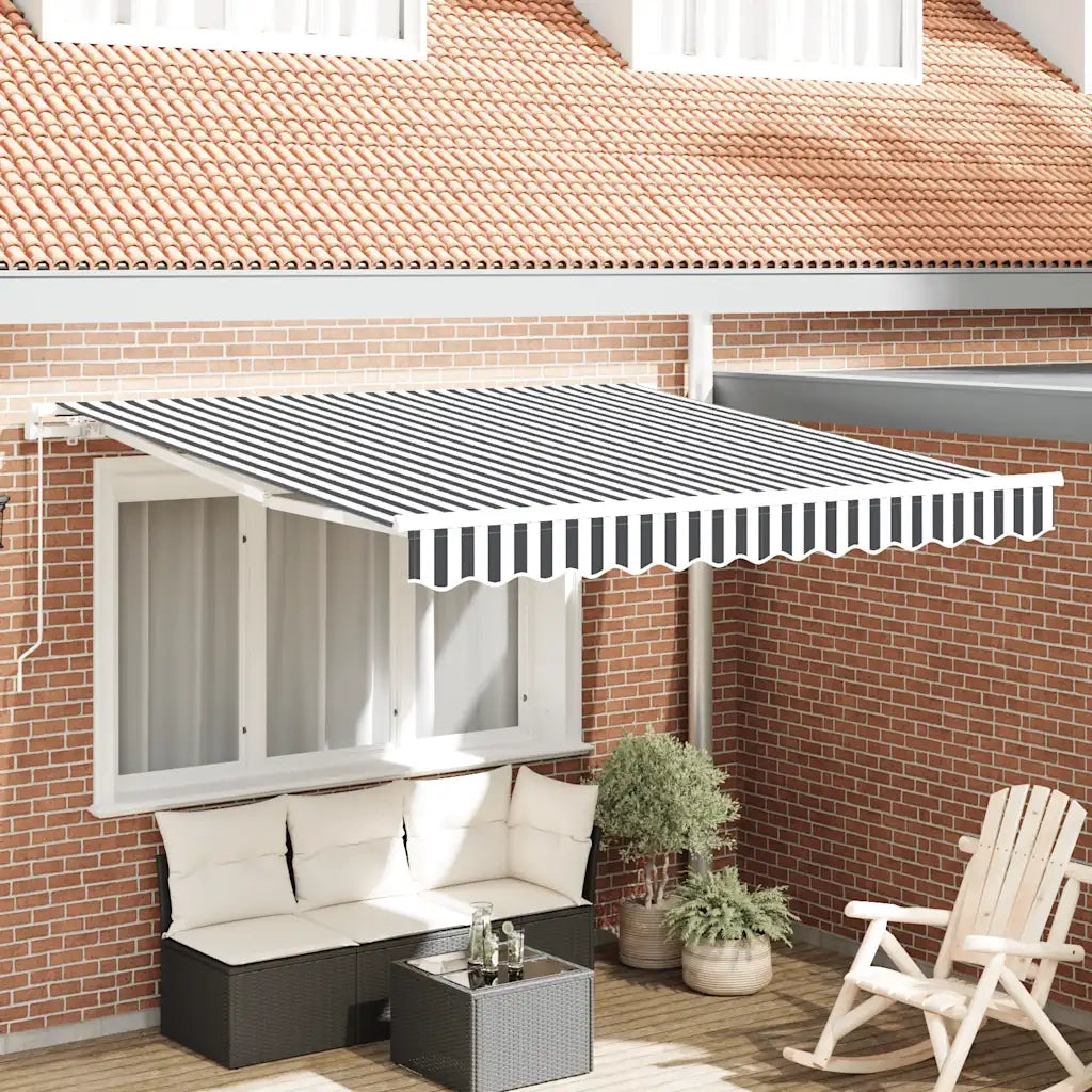 Tenda da Sole Retrattile Manuale-Tenda parasole per Patio Antracite e Bianco 300x250 cm