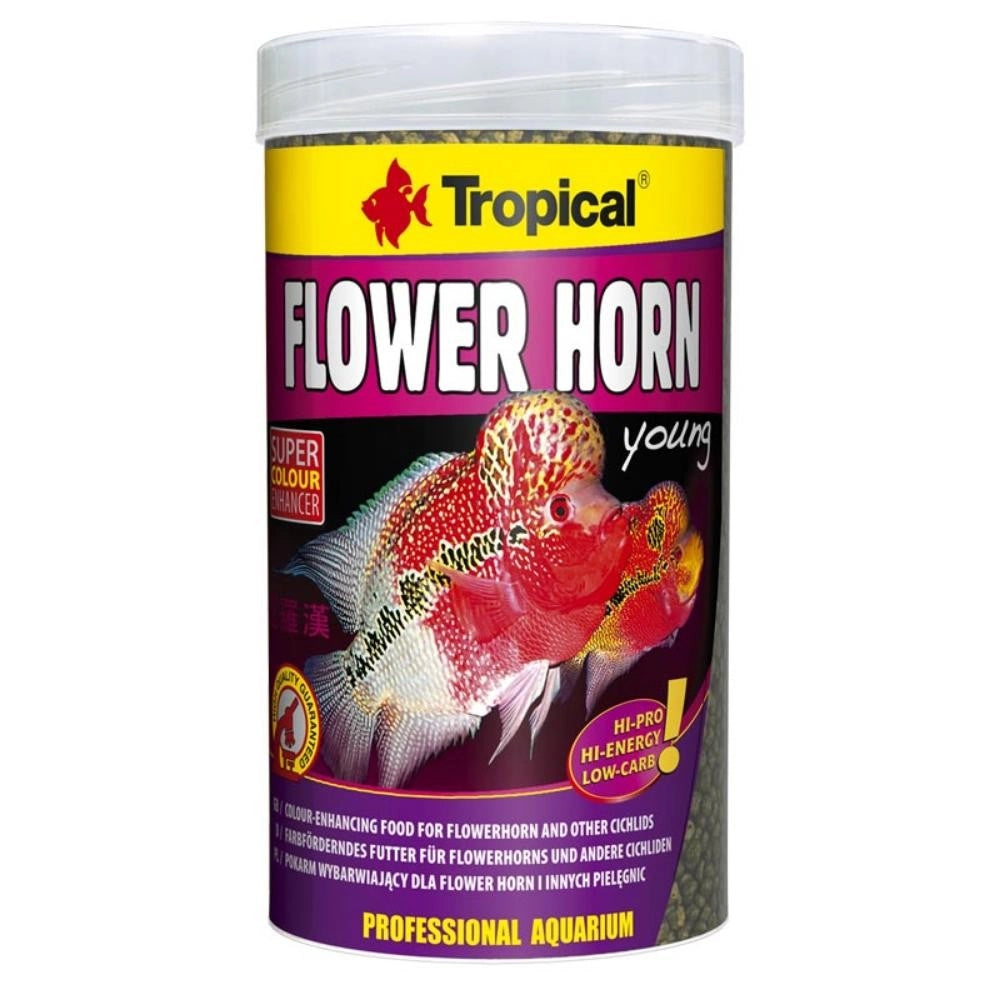 Tropical Flower Horn Young Pellet - mangime altamente proteico per giovani in crescita Flower Horn Formato: 1000 ml