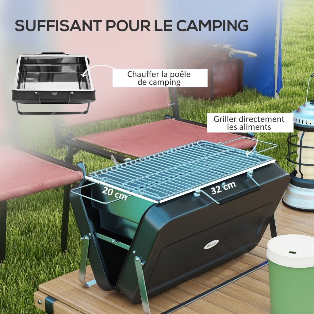 Barbecue portatile a carbone ¨C zephmum ¨C nero, pieghevole, per giardino