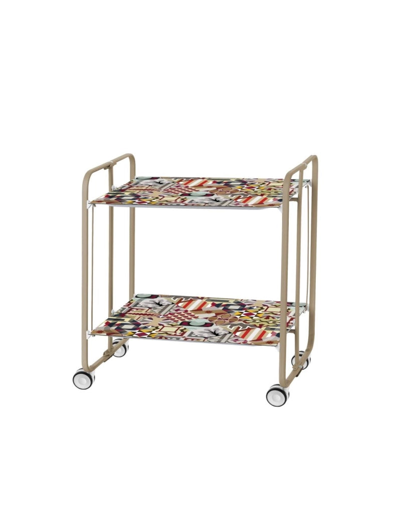Carrello da cucina pieghevole sabbia con ruote BAUHAUS 2 ripiani