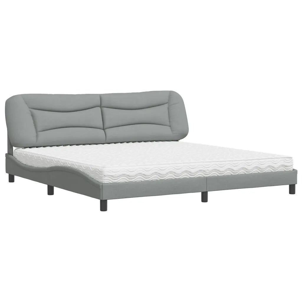 Letto con Materasso Hvar Grigio Chiaro 200x200 cm in Tessuto 3208555