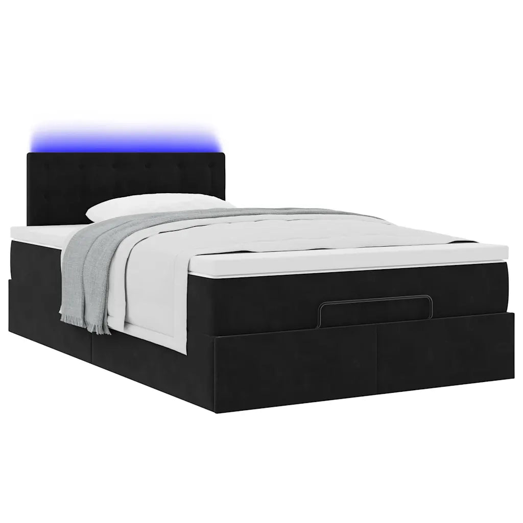 Struttura Letto Pouf con Materasso Nero 120x200 cm Velluto 3312760