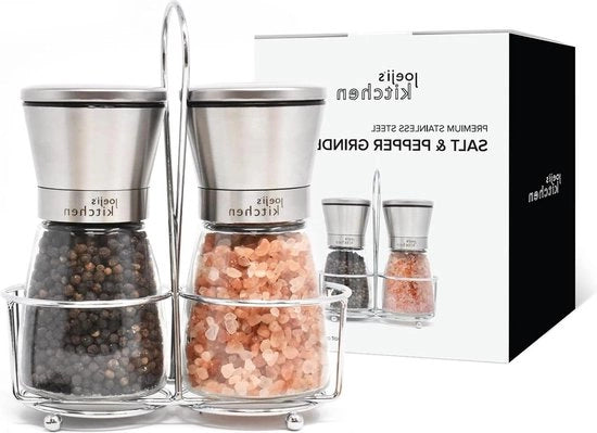 Set di macinacuci e pepe con nucleo ceramico - Macinacuci e pepe con 5 livelli di regolazione della finitura - Set di 2 macinacuci brevi con nucleo ceramico