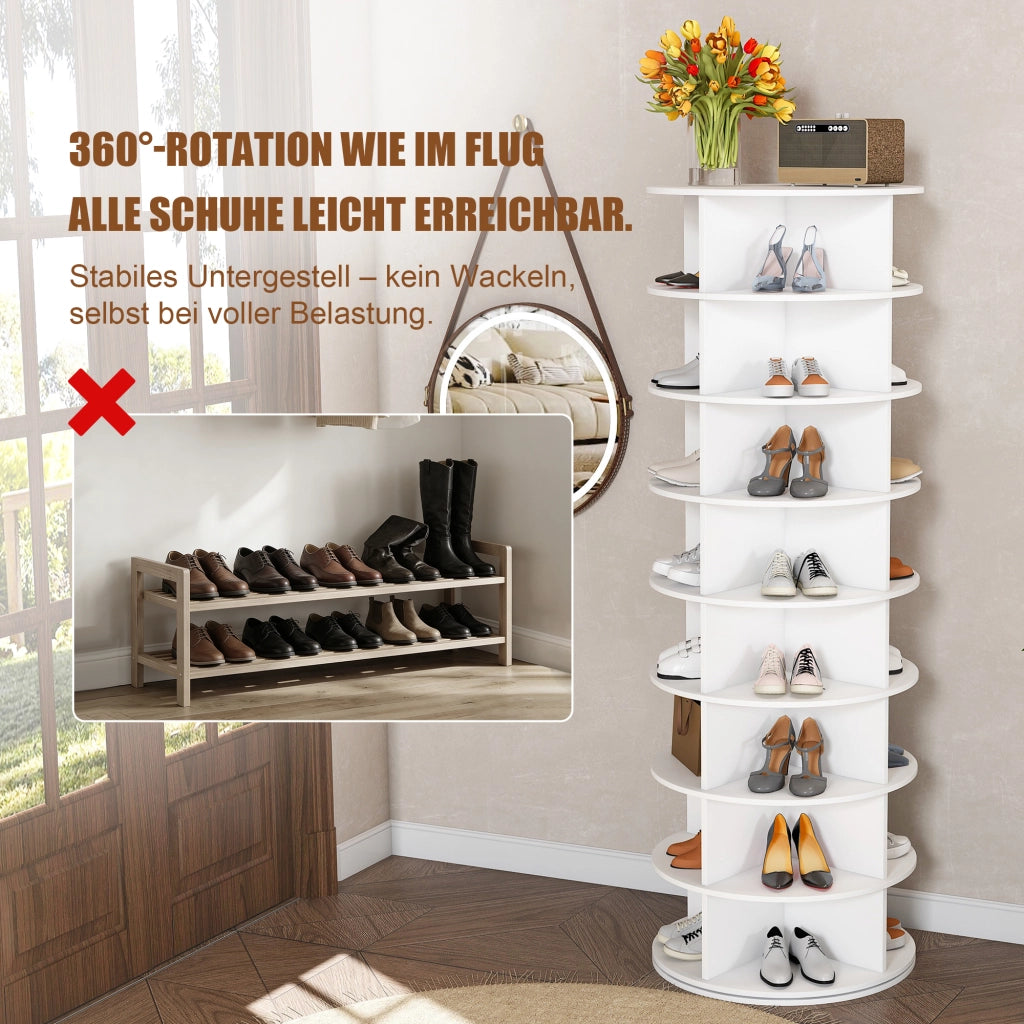 SCARPIERA GIREVOLE 8 LIVELLI 60x60x184 cm Bianco PVC