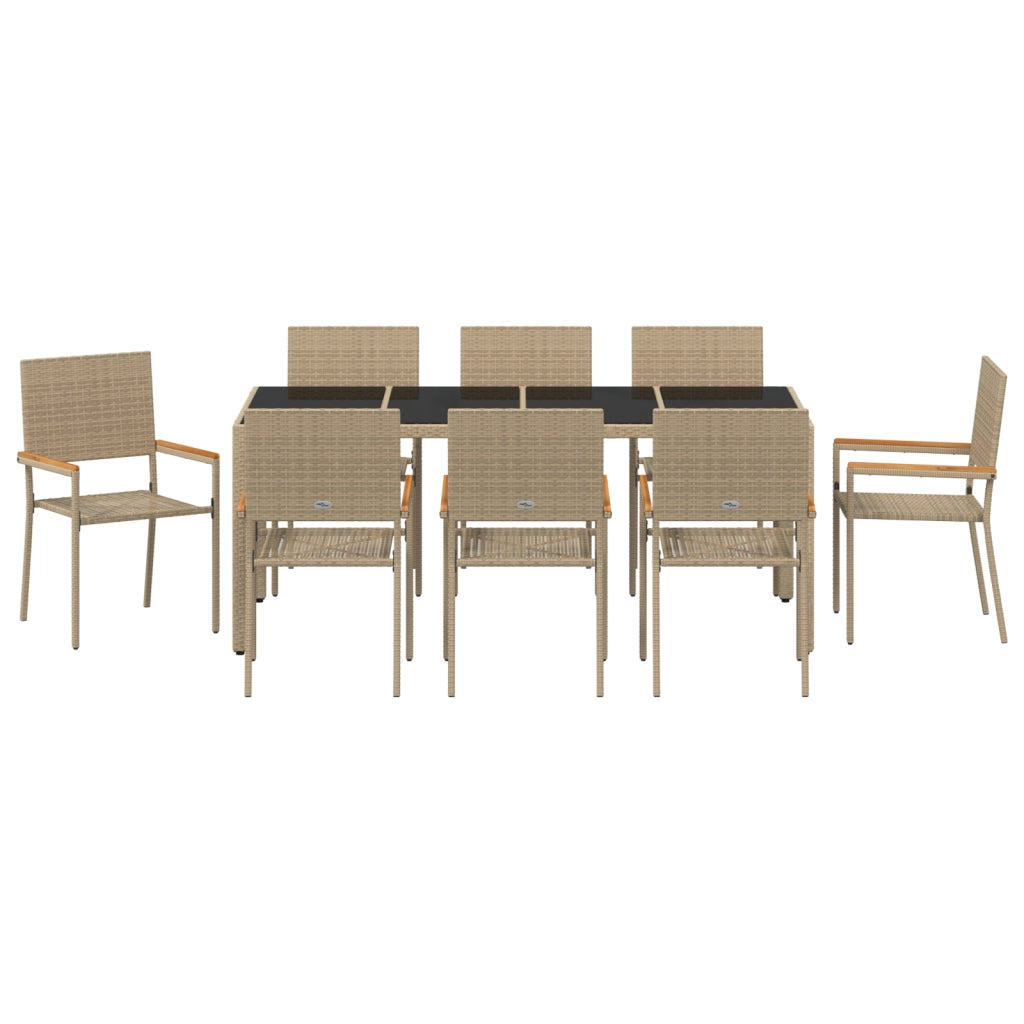 Set da pranzo da giardino 9 pezzi Rattan Beige