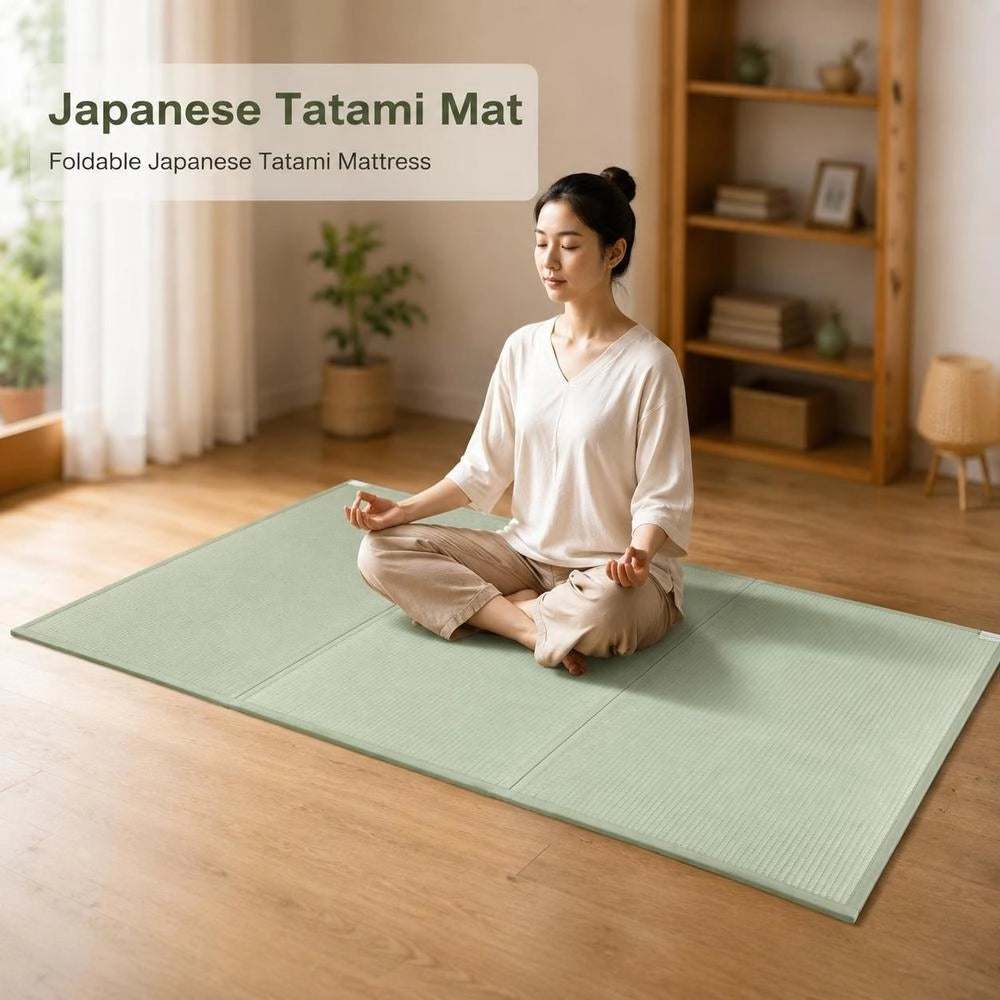 Japanese Tatami Mat, Foldable Japanese Tatami Mattress 2108 X 1397 Mm (natural Rush Grass), Floor Mattress With Backing, Futon Mattress For Sleeping, Meditation, Yoga