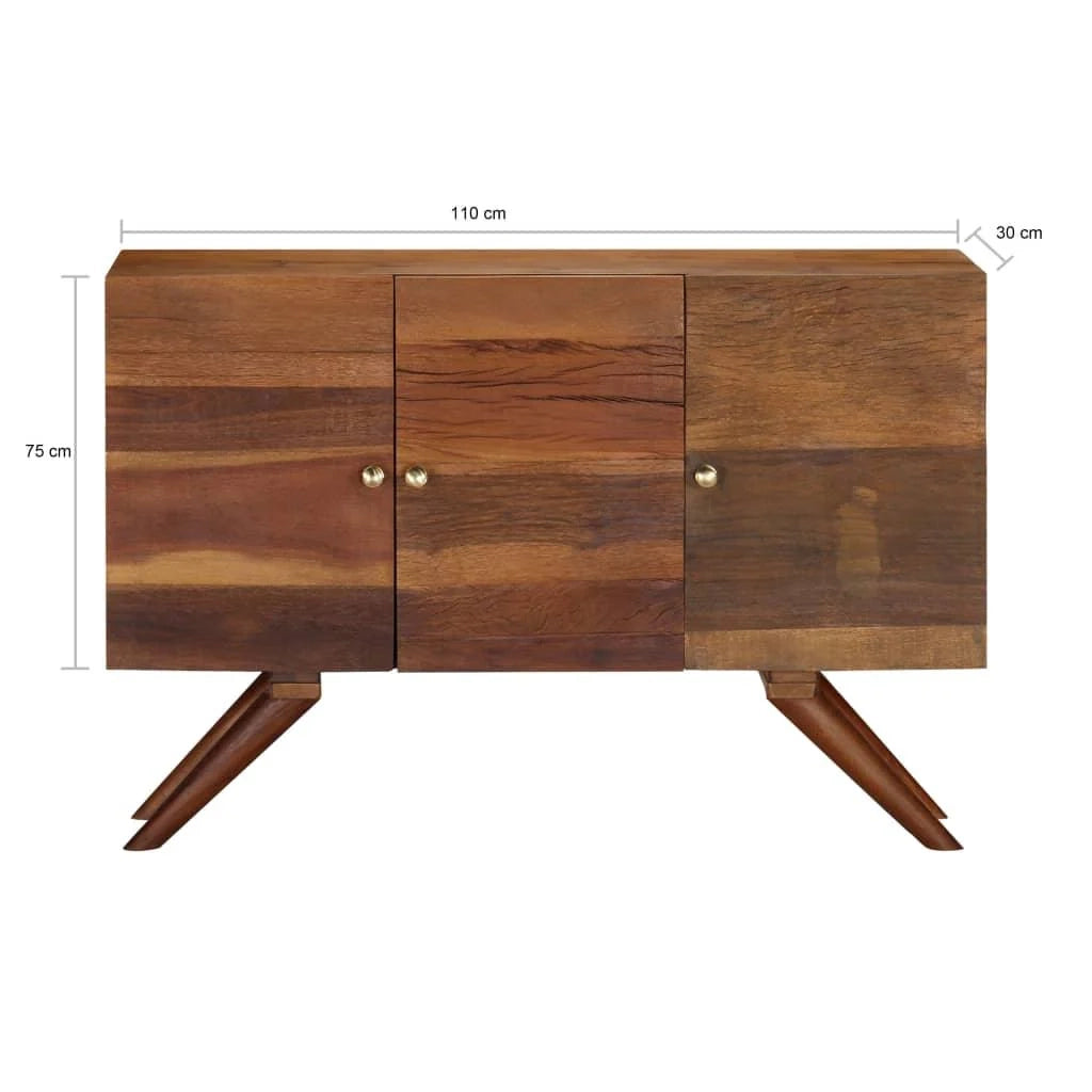 Buffet credenza mobiletto consolle mobile contenitore legno massello riciclato 110 cm marrone 4402286