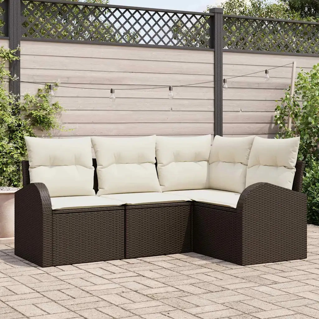Set Divano da Giardino | Set Salotto da Giardino Marrone polyrattan