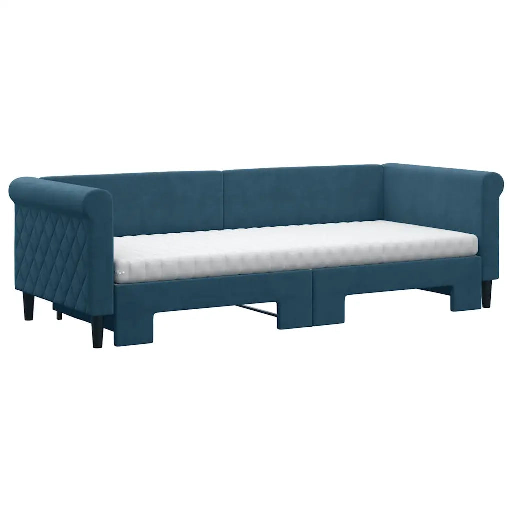 Divano Letto Estraibile con Materassi Blu 80x200 cm Velluto 3197787