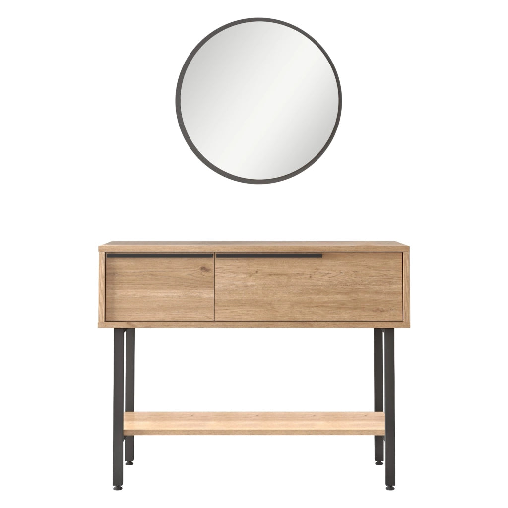 Recale, Mobile da Ingresso Specchio Incluso, 100x30x76h cm Marrone Rovere