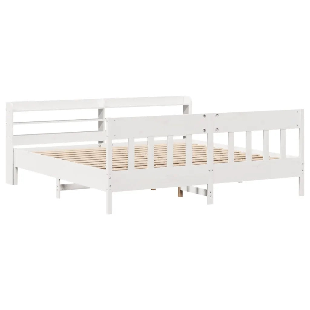 Letto matrimoniale | Letto per adulti | Giroletto senza Materasso Bianco 200x200 cm Legno Massello Pino