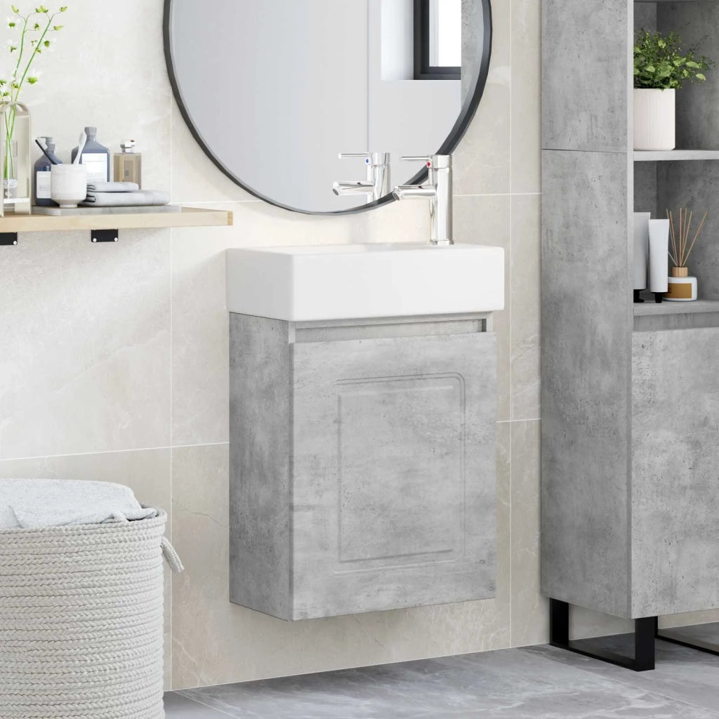 Mobile bagno con rubinetto Grigio Cemento 45,5 x 22,5 x 84 cm 889474