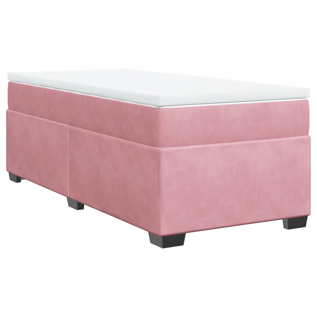 Giroletto a Molle con Materasso-Struttura Letto Rosa 90x200 cm in Velluto 694900