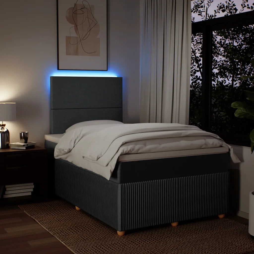 Giroletto a Molle con Materasso Grigio Scuro 120x200 cm Tessuto